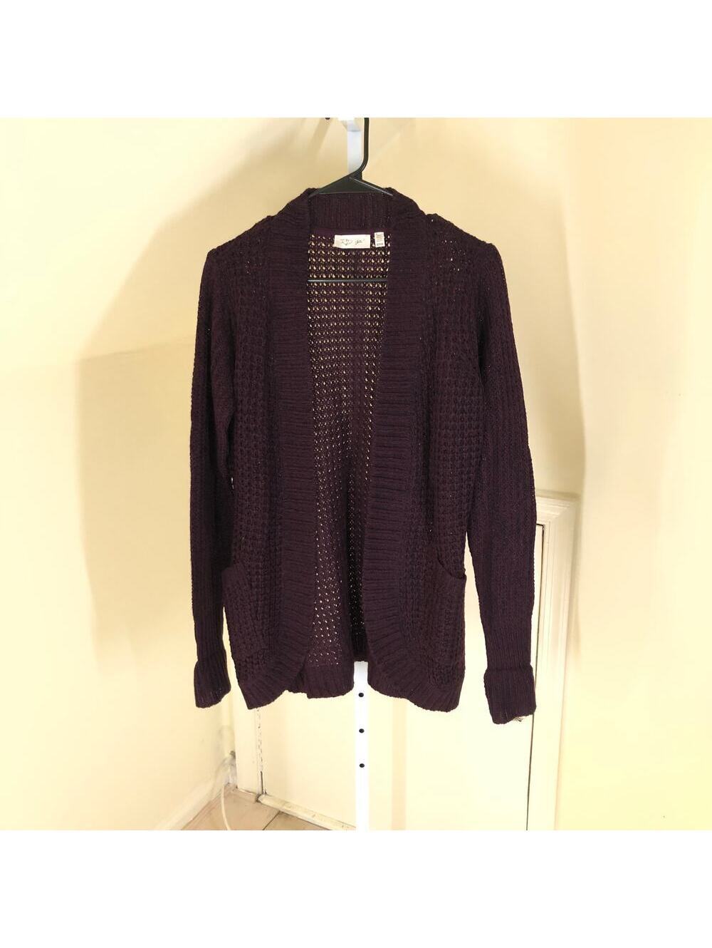 RD Style NWOT Women's Chunky Knit Burgundy/Purple Open Cardigan Sweater XS